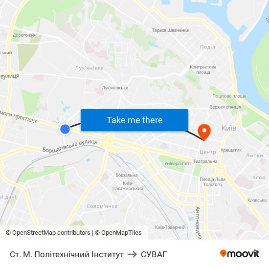 Ст. М. Політехнічний Інститут to СУВАГ map