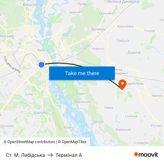 Ст. М. Либідська to Термінал A map