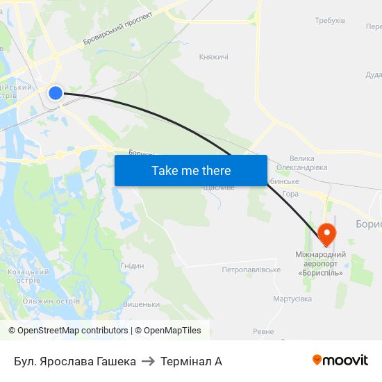 Бул. Ярослава Гашека to Термінал A map