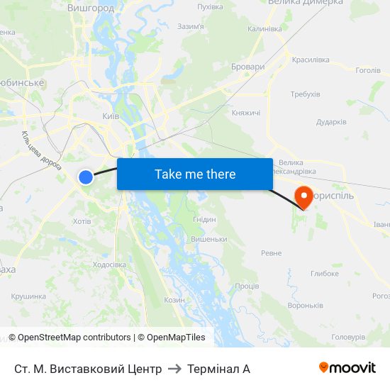 Ст. М. Виставковий Центр to Термінал A map