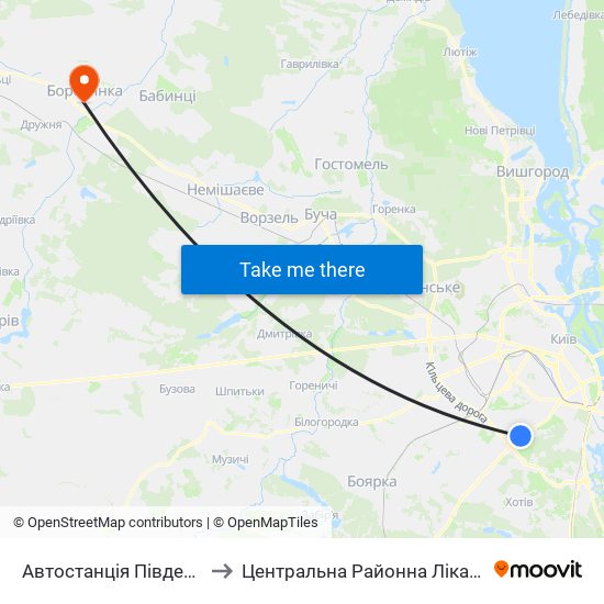Автостанція Південна to Центральна Районна Лікарня map