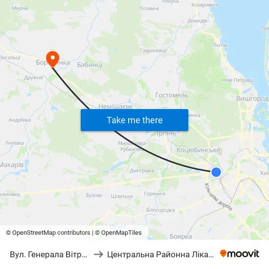 Вул. Генерала Вітрука to Центральна Районна Лікарня map