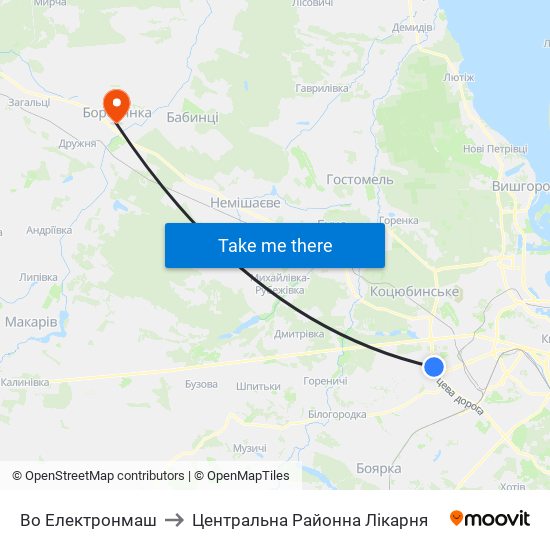 Во Електронмаш to Центральна Районна Лікарня map