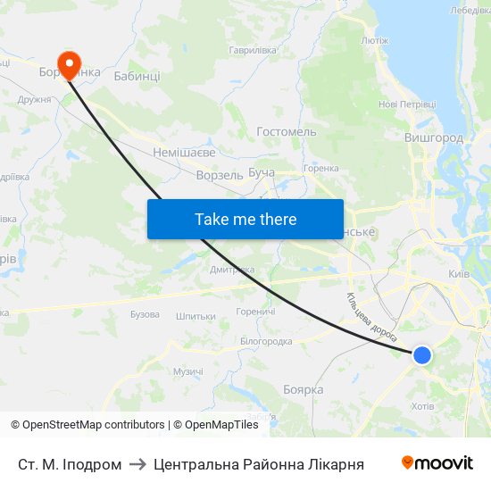 Ст. М. Іподром to Центральна Районна Лікарня map