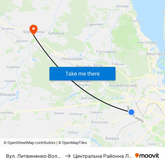 Вул. Литвиненко-Вольгемут to Центральна Районна Лікарня map