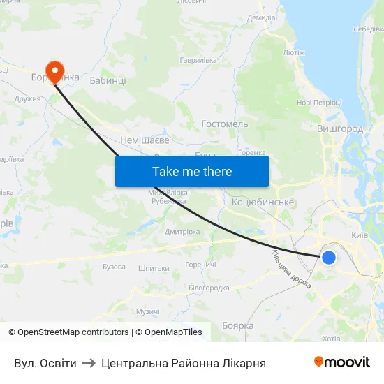 Вул. Освіти to Центральна Районна Лікарня map