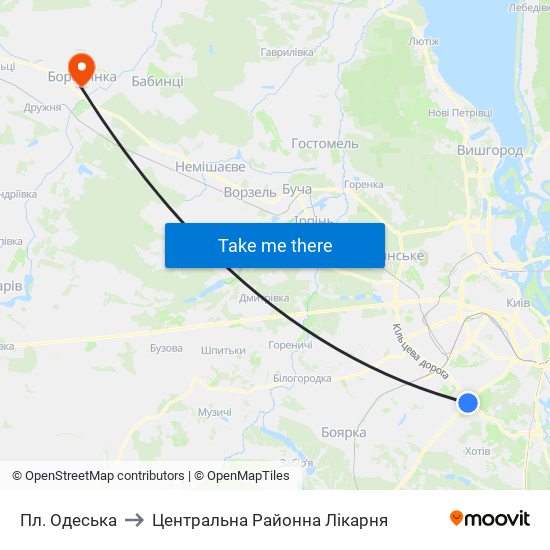 Пл. Одеська to Центральна Районна Лікарня map