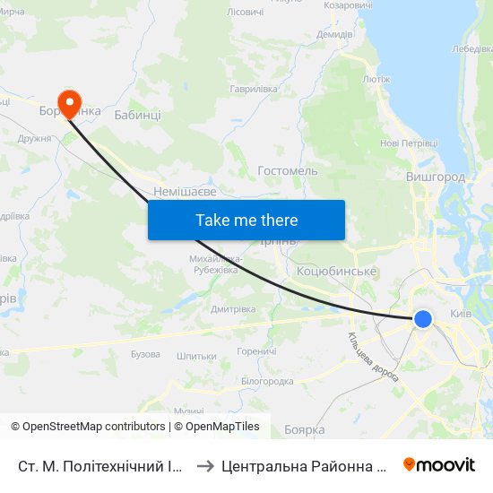 Ст. М. Політехнічний Інститут to Центральна Районна Лікарня map