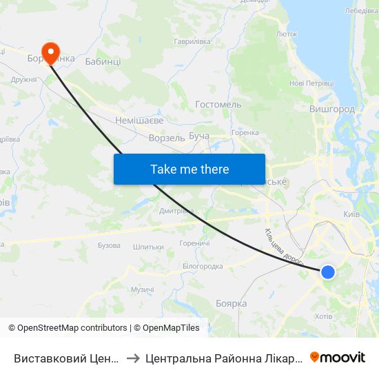 Виставковий Центр to Центральна Районна Лікарня map