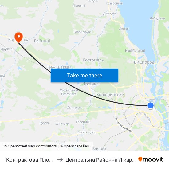 Контрактова Площа to Центральна Районна Лікарня map