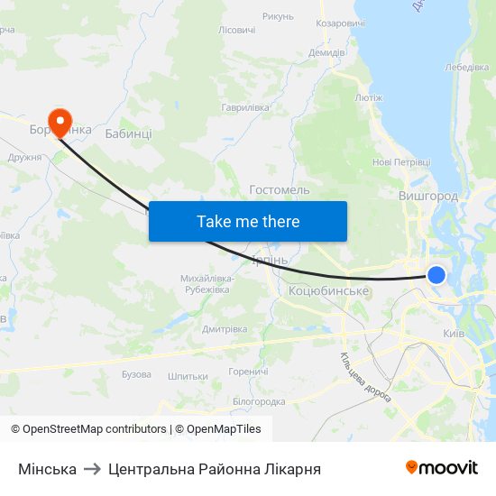 Мінська to Центральна Районна Лікарня map