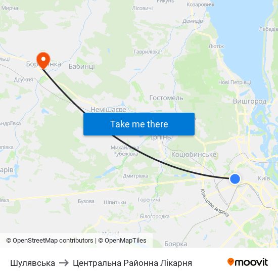 Шулявська to Центральна Районна Лікарня map
