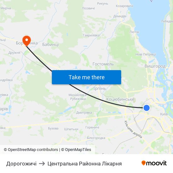 Дорогожичі to Центральна Районна Лікарня map