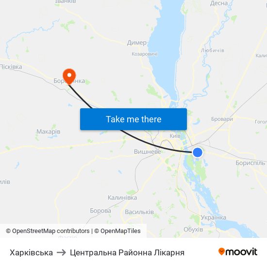 Харківська to Центральна Районна Лікарня map
