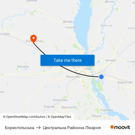 Бориспільська to Центральна Районна Лікарня map