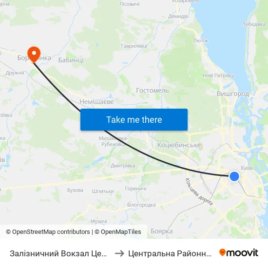 Залізничний Вокзал Центральний to Центральна Районна Лікарня map