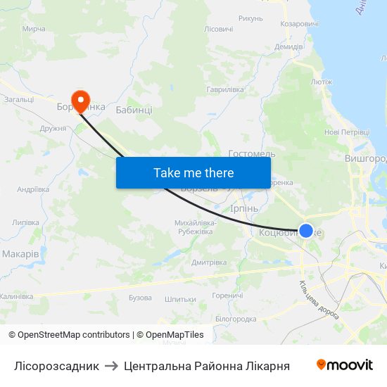Лісорозсадник to Центральна Районна Лікарня map