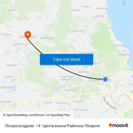 Лісорозсадник to Центральна Районна Лікарня map