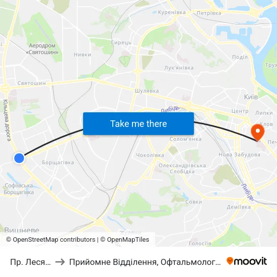 Пр. Леся Курбаса to Прийомне Відділення, Офтальмологія, Терапевтичне Відділення map