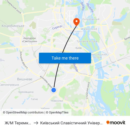 Ж/М Теремки-1 to Київський Славістичний Університет map