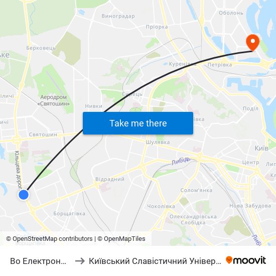 Во Електронмаш to Київський Славістичний Університет map