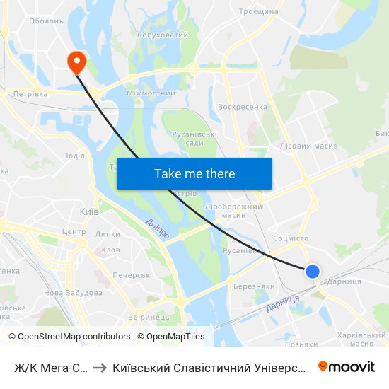 Ж/К Мега-Сiтi to Київський Славістичний Університет map