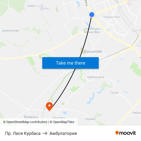 Пр. Леся Курбаса to Амбулатория map