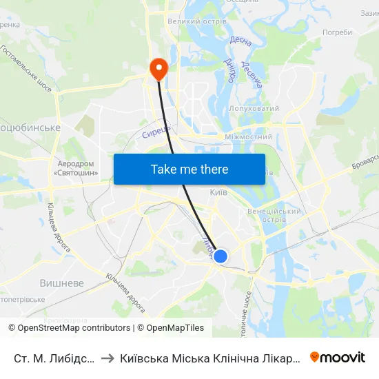 Ст. М. Либідська to Київська Міська Клінічна Лікарня №8 map