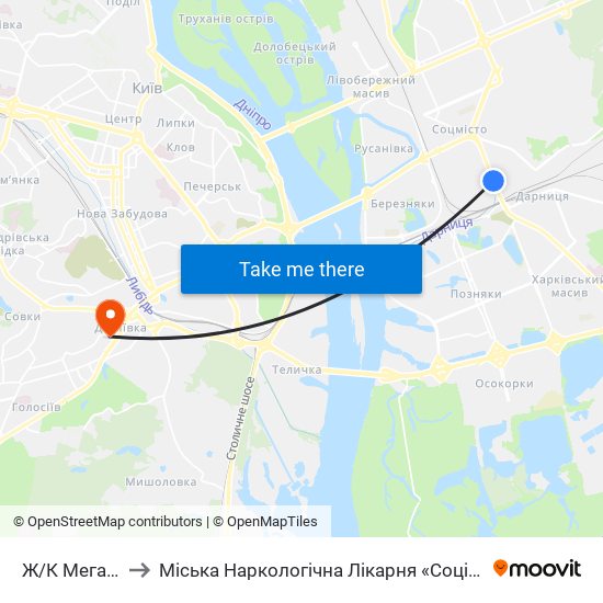Ж/К Мега-Сiтi to Міська Наркологічна Лікарня «Соціотерапія» map