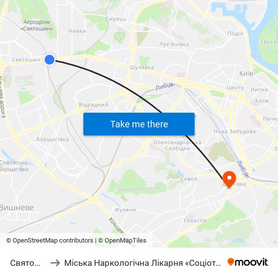 Святошин to Міська Наркологічна Лікарня «Соціотерапія» map