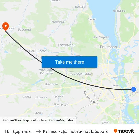 Пл. Дарницька to Клініко - Діагностична Лабораторія map