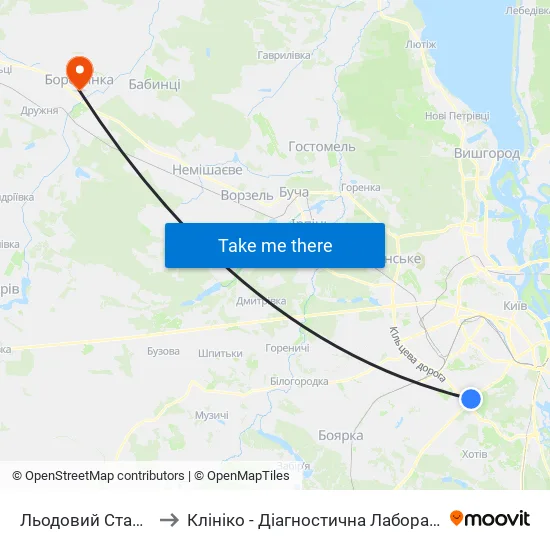 Льодовий Стадіон to Клініко - Діагностична Лабораторія map