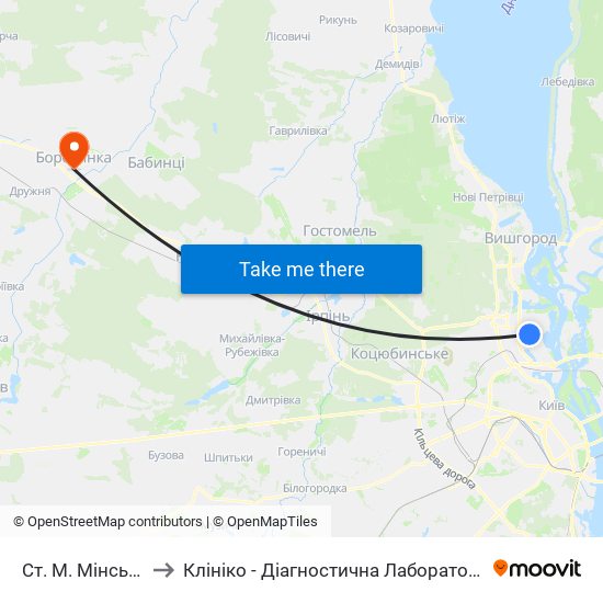Ст. М. Мінська to Клініко - Діагностична Лабораторія map