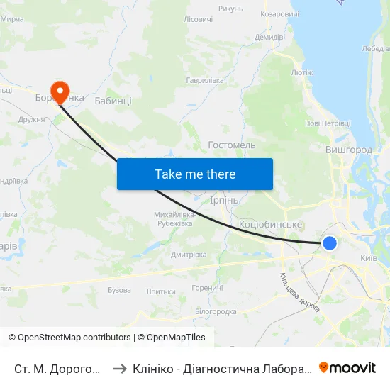 Ст. М. Дорогожичі to Клініко - Діагностична Лабораторія map