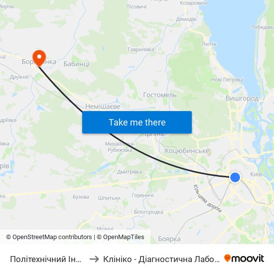 Політехнічний Інститут to Клініко - Діагностична Лабораторія map