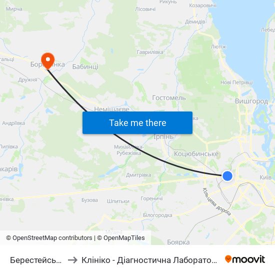 Берестейська to Клініко - Діагностична Лабораторія map