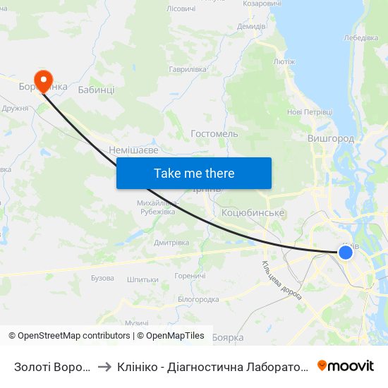 Золоті Ворота to Клініко - Діагностична Лабораторія map
