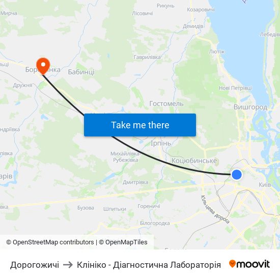 Дорогожичі to Клініко - Діагностична Лабораторія map