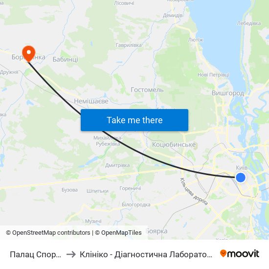 Палац Спорту to Клініко - Діагностична Лабораторія map