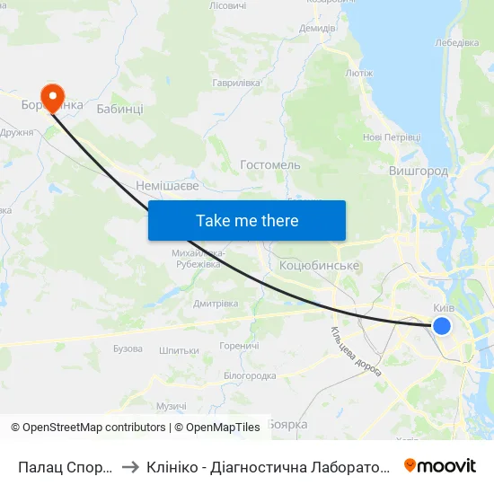 Палац Спорту to Клініко - Діагностична Лабораторія map