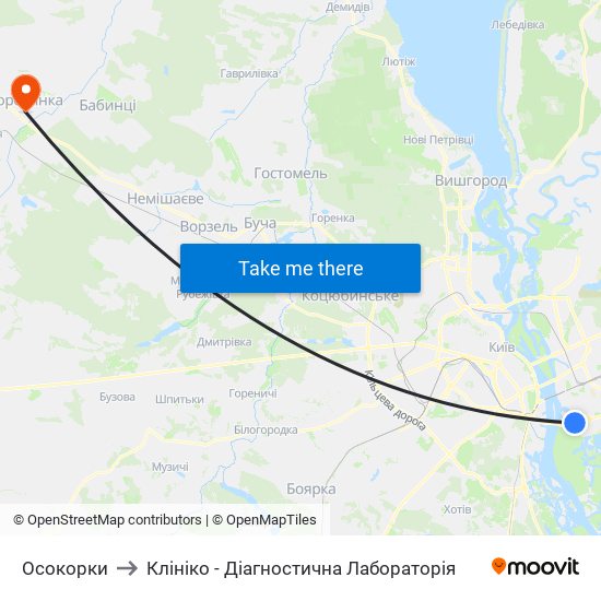 Осокорки to Клініко - Діагностична Лабораторія map