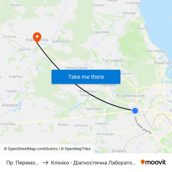 Пр. Перемоги to Клініко - Діагностична Лабораторія map