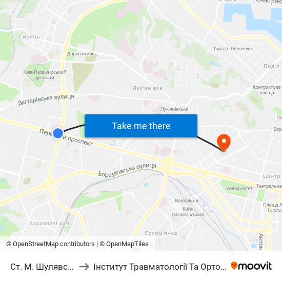 Ст. М. Шулявська to Інститут Травматології Та Ортопедії map