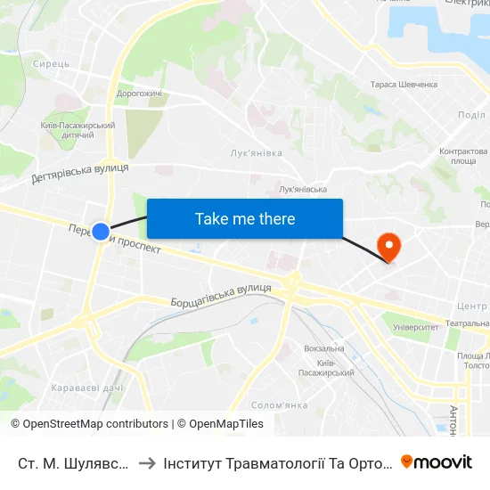 Ст. М. Шулявська to Інститут Травматології Та Ортопедії map