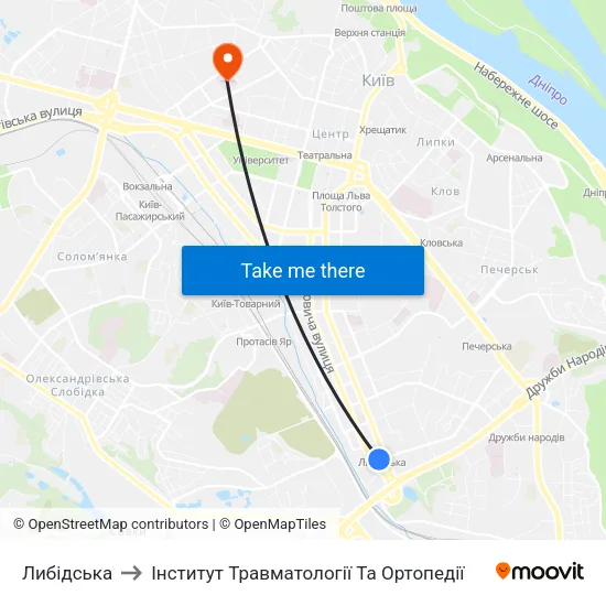 Либідська to Інститут Травматології Та Ортопедії map