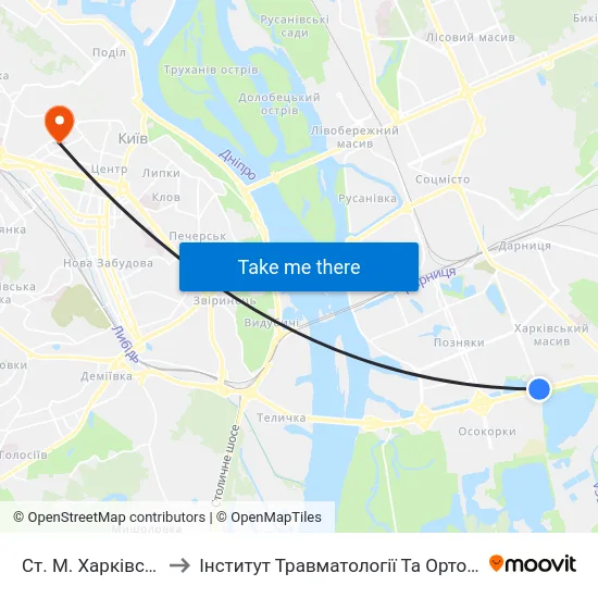 Ст. М. Харківська to Інститут Травматології Та Ортопедії map