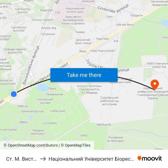 Ст. М. Виставковий Центр to Національний Університет Біоресурсів І Природокористування України map