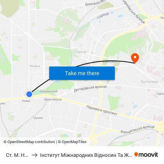 Ст. М. Нивки to Інститут Міжнародних Відносин Та Журналістики map