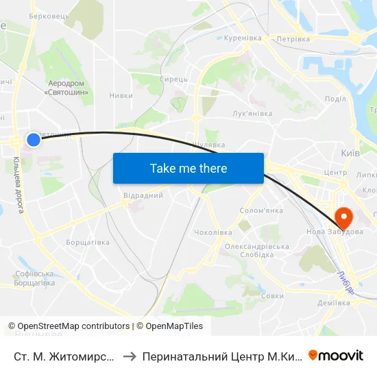 Ст. М. Житомирська to Перинатальний Центр М.Києва map