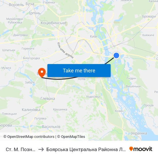 Ст. М. Позняки to Боярська Центральна Районна Лікарня map